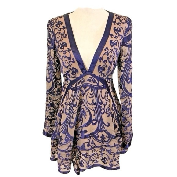 FREE PEOPLE SILK BLEND OPEN BACK TOP PURPLE NUDE SIZE 0 - Picture 9 of 9